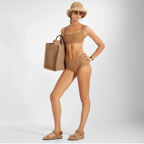 Fendi x Skims Scoop Bralette Black & Brown Duo (2-pack) 2X XXL Monogram Logo New - Picture 10 of 12